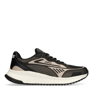 Manfield Beige Leren Sneakers Met Veters