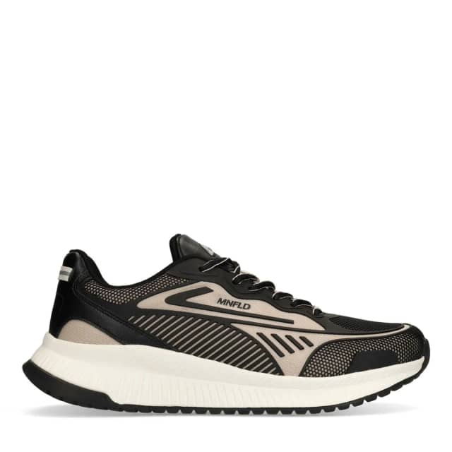 Manfield Beige Leren Sneakers Met Veters