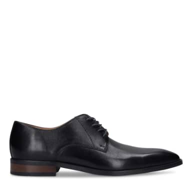 Manfield Zwarte Leren Veterschoenen