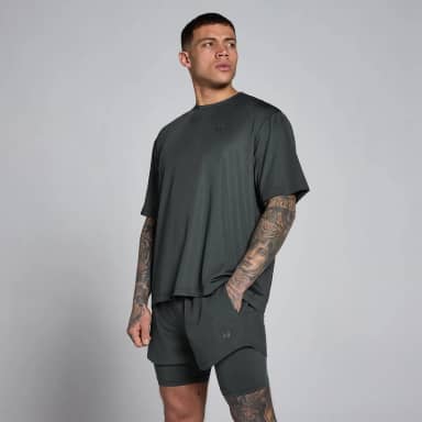 MP Men's Hybrid Oversized Mesh T-Shirt - Gewassen Zwart