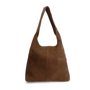 Manfield Manfield Bruine Suède Shopper Met Ritssluiting