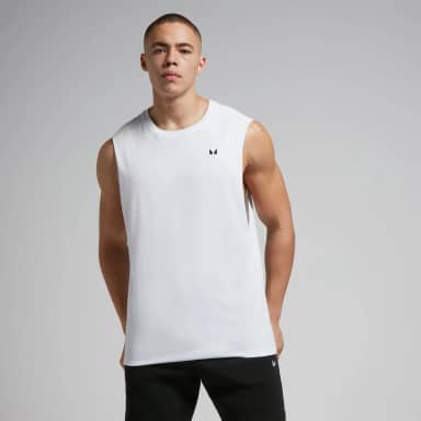 Myprotein MP Rest Day hemd met diep uitgesneden armsgaten - Wit