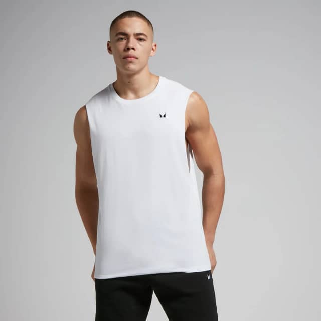 Myprotein MP Rest Day hemd met diep uitgesneden armsgaten - Wit