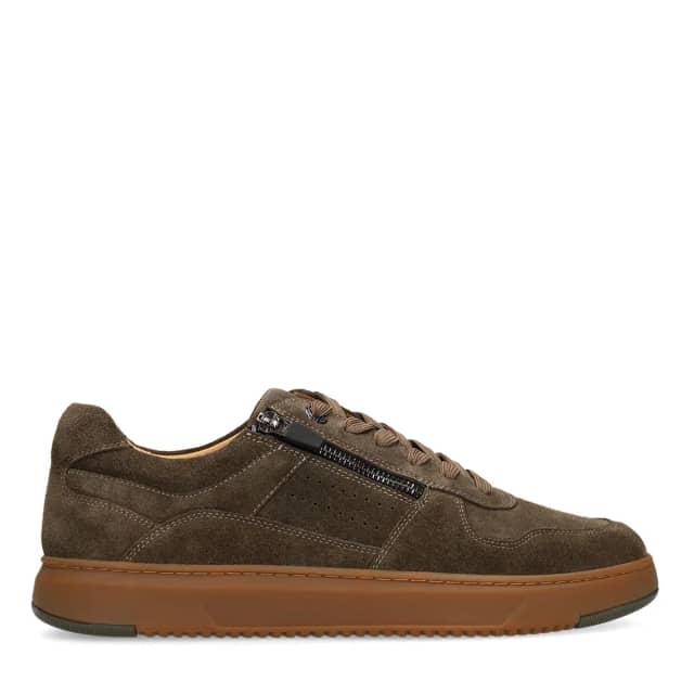 No Stress Groene Suède Sneakers Met Veters