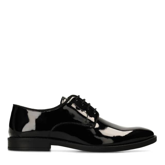 Manfield Zwarte Lakleren Veterschoenen