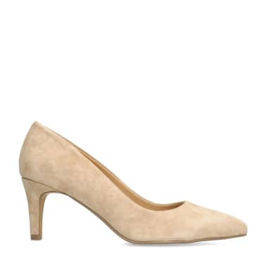 Manfield Beige Suède Pumps Met Lage Hak Van 4 Cm