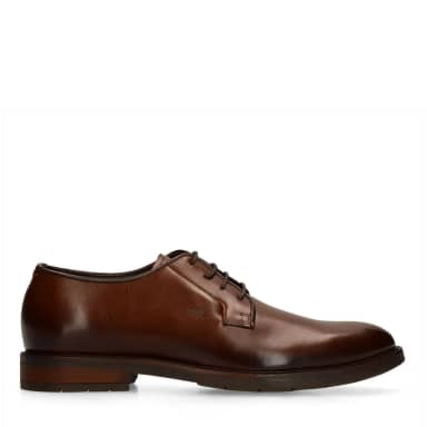 Van Lier Donkerbruine Boston Leren Veterschoenen