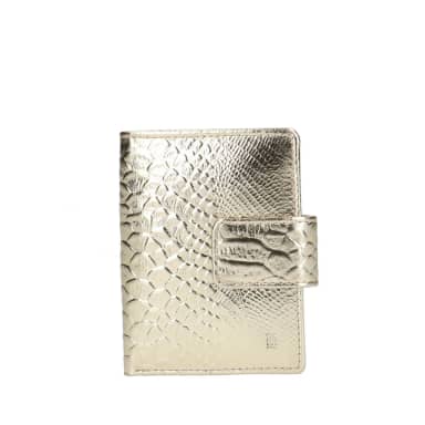 Manfield Manfield Metallic Goudkleurige Leren Portemonnee Met Crocoprint