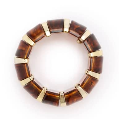 Manfield Manfield Bruine Armband Met Gouden Details