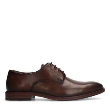 Manfield Bruine Leren Veterschoenen