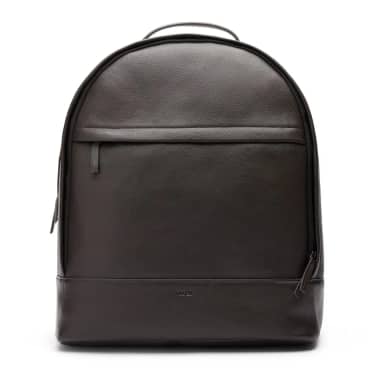 Manfield Manfield Bruine Leren Unisex Rugzak Met Ritssluiting