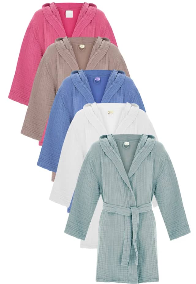 Relax Company Katoenen kinderbadjas mousseline - capuchon