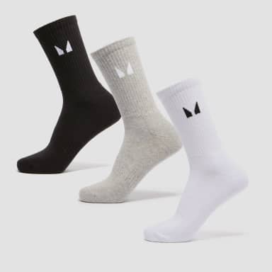 MP Unisex Crew Socks (3 Pack) - White/Black/Grey Marl - UK