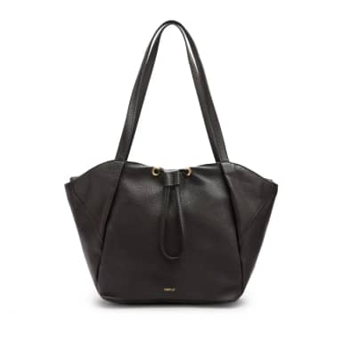 Manfield Donkerbruine Leren Shopper Met Aantrekkoord Met Ritssluiting