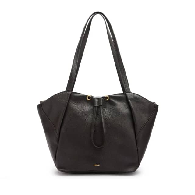 Manfield Donkerbruine Leren Shopper Met Aantrekkoord Met Ritssluiting