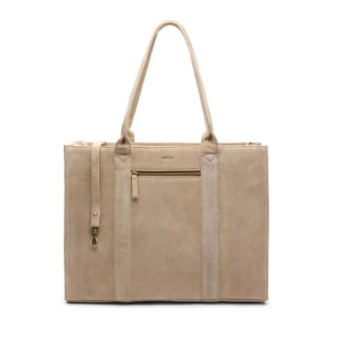 Manfield 18 Inch Suède Beige Shopper Met Ritssluiting