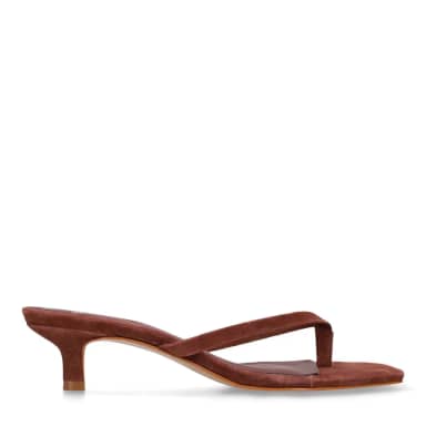 Manfield Bruine Suède Hak Slippers