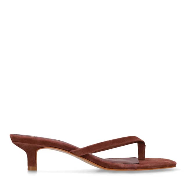 Manfield Bruine Suède Hak Slippers