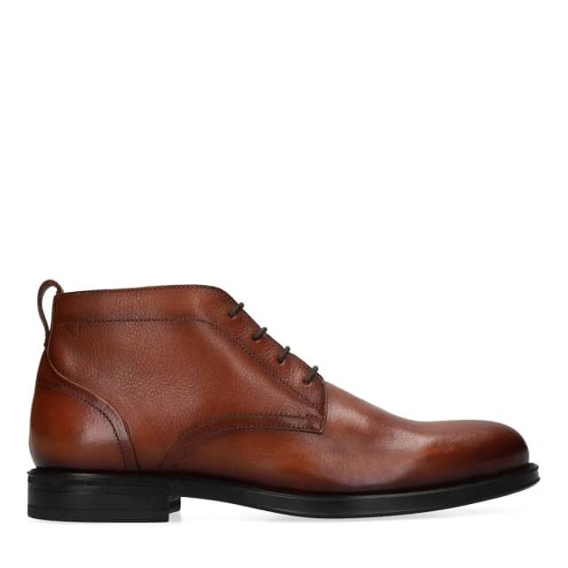Manfield Cognac Leren Veterschoenen
