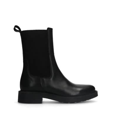 Manfield Manfield Zwarte Leren Chelsea Boots Met Elastieke Sluiting
