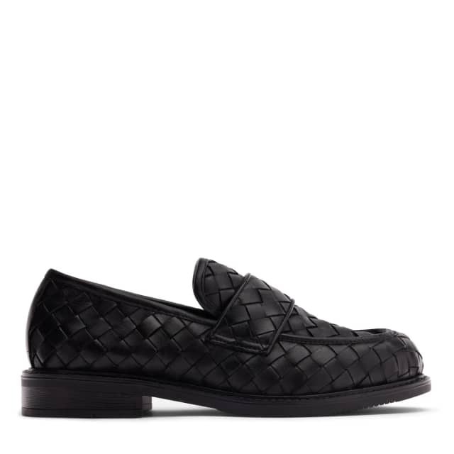 Sacha Zwarte leren gevlochten loafers