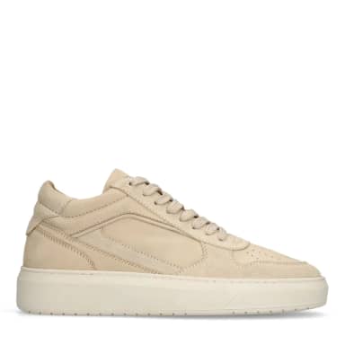 Manfield Beige Nubuck Sneakers Met Veters