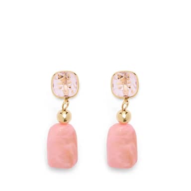 Manfield Roze Oorbellen Met Roze Steentjes