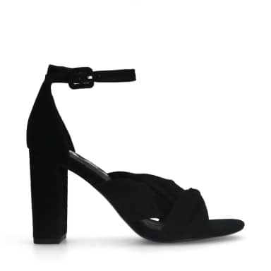 Sacha Zwarte geknoopte suède sandalen met hak