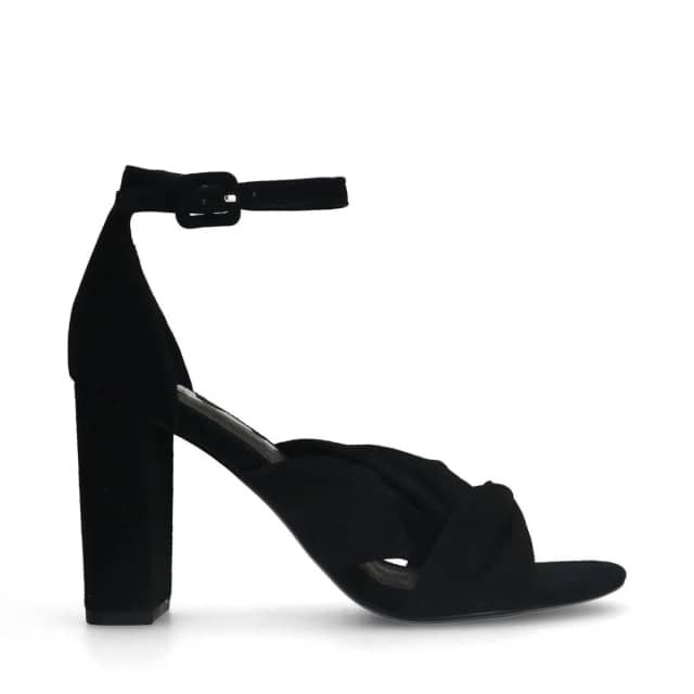 Sacha Zwarte geknoopte suède sandalen met hak