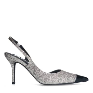 Zilveren glitter slingback pumps