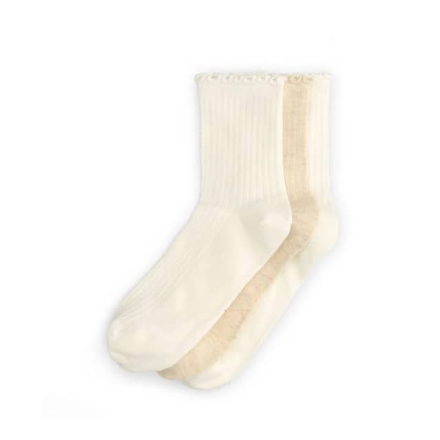 Manfield Beige 3-pack Sokken Met Ribbel Randje