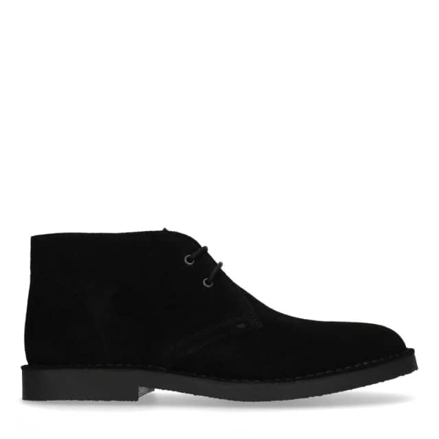 Manfield Zwarte Suède Desert Boots Met Veters