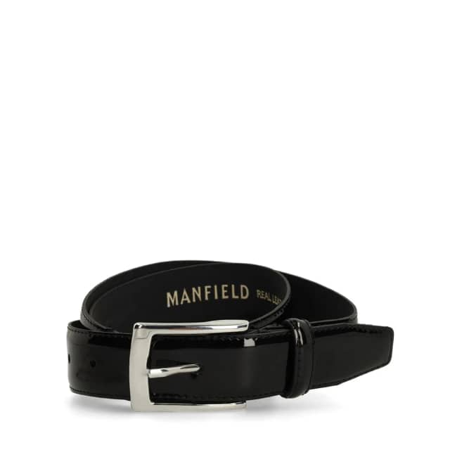 Manfield Zwarte Lakleren Riem