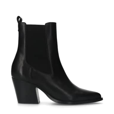 Manfield Manfield Zwarte Leren Cowboy Laarzen Met Blokhak Van 7 Cm