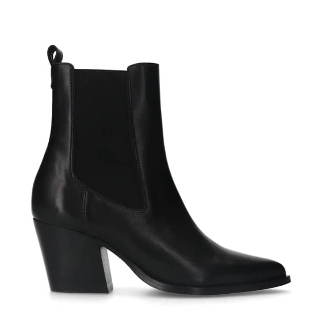 Manfield Zwarte Leren Cowboy Laarzen Met Blokhak Van 7 Cm