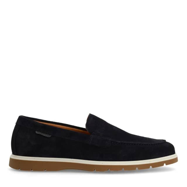 Manfield Donkerblauwe Suède Loafers