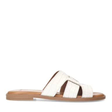 Manfield Manfield Witte Leren Croco Slippers