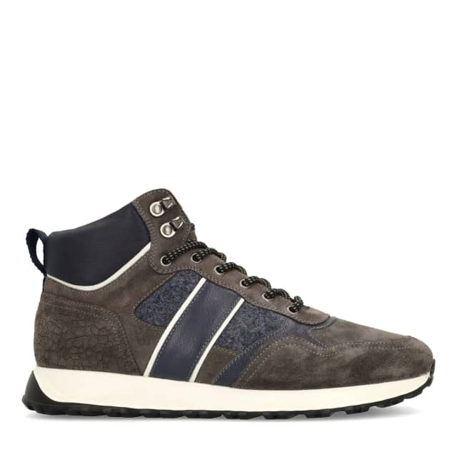 Manfield Donkergrijze Suède Veterschoenen