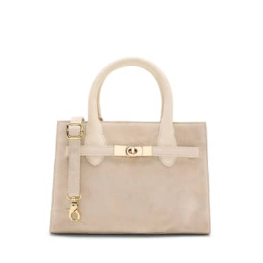 Manfield Manfield Off White Suède Handtas Met Ritssluiting