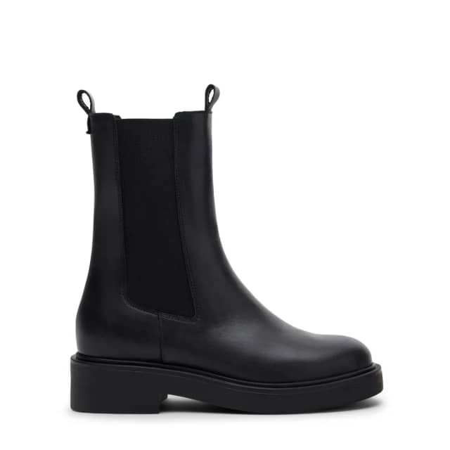 Sacha Zwarte leren chelsea boots