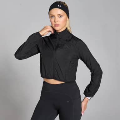 Myprotein MP Velocity nauwsluitend en gecropt windjack voor dames - Zwart