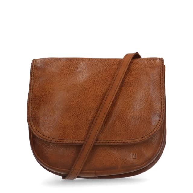 Manfield Cognac Leren Schoudertas Met Magnetische Sluiting