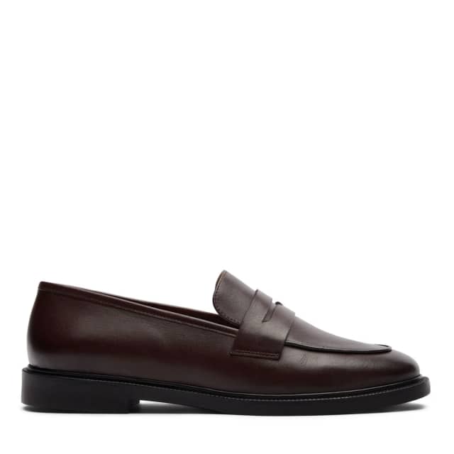 Sacha Donkerbruine leren loafers