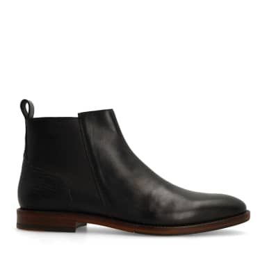 Manfield Zwarte Leren Chelsea Boots Met Ritssluiting