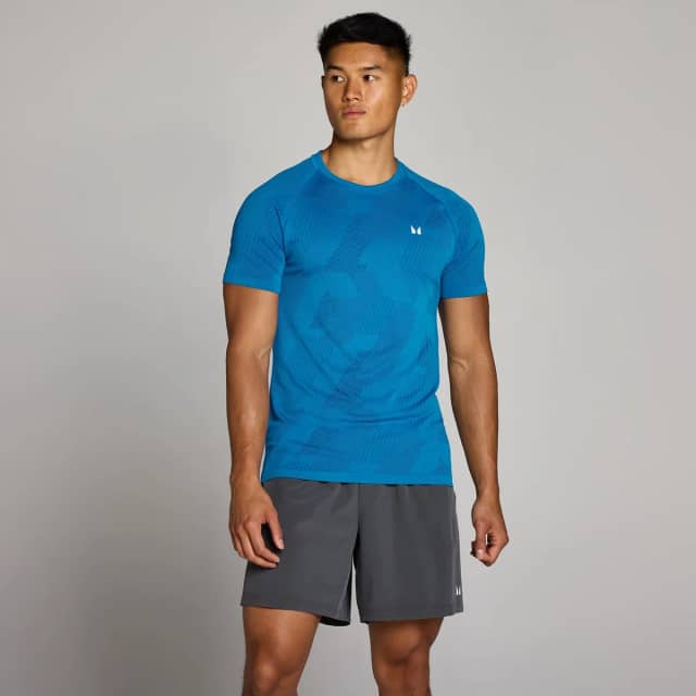 Myprotein MP Heren Tempo Pillar Graphic Seamless T-Shirt - Track Blauw