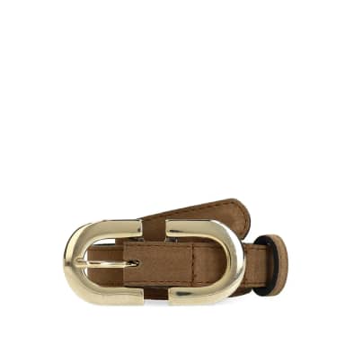 Manfield Manfield Taupe Suède Riem Met Gouden Chain