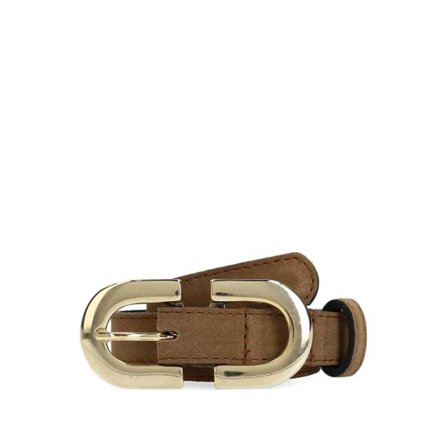 Manfield Taupe Suède Riem Met Gouden Chain