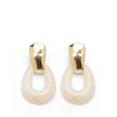 Manfield Goudkleurige Statement Oorbellen Met Beige Statement Pieces