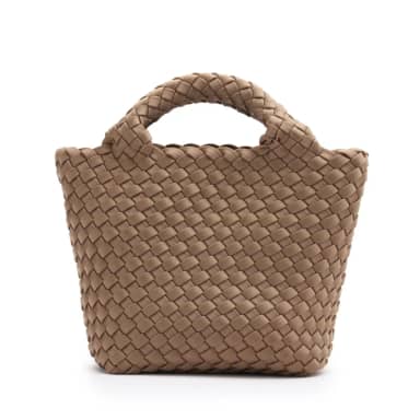 Manfield Manfield Taupe Gevlochten Mini Handtas
