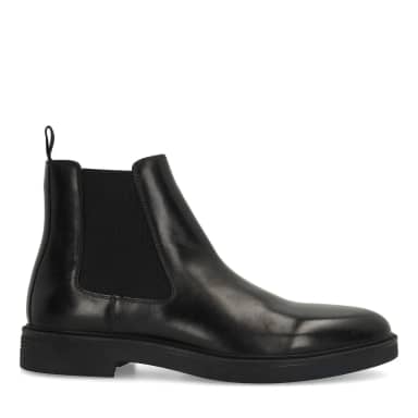 Manfield Zwarte Leren Chelsea Boots Met Elastieke Sluiting